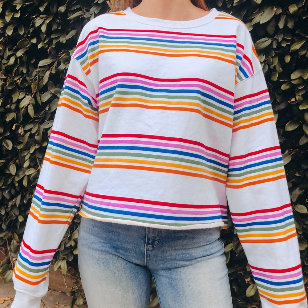 | rainbow striped sweater